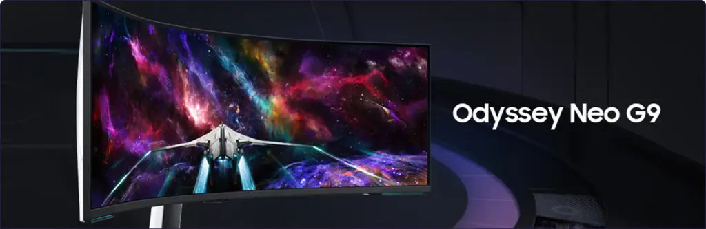 Ultrabrede gamingmonitor met levendige beelden en futuristische visuals, ideaal voor een meeslepende gameplay, multitasking en prestaties op hoge resolutie